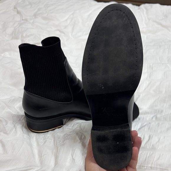 Zara Black Leather Ankle Boots - Picture 2 of 3